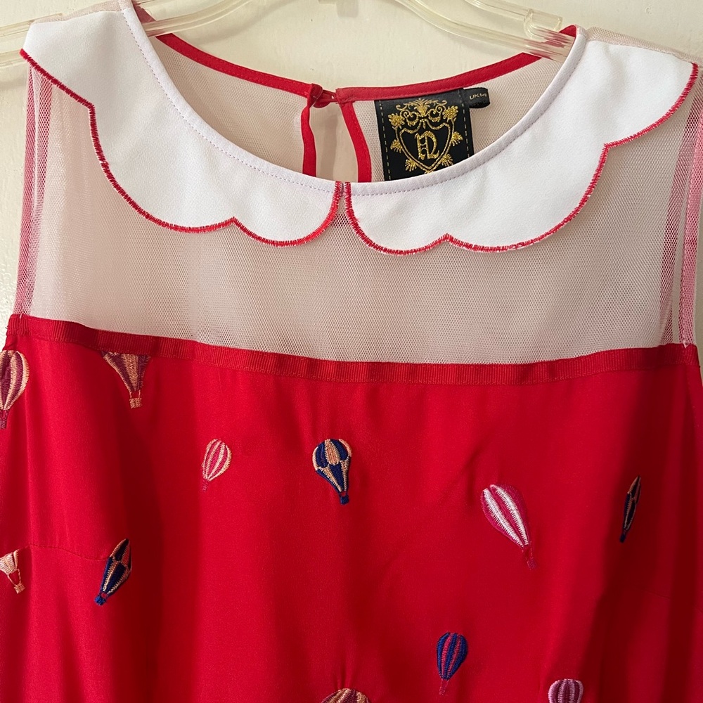 Nishe Hot Air Balloon Embroidered Dress with peter pan collar UK14/US10 Modcloth - Picture 4 of 12